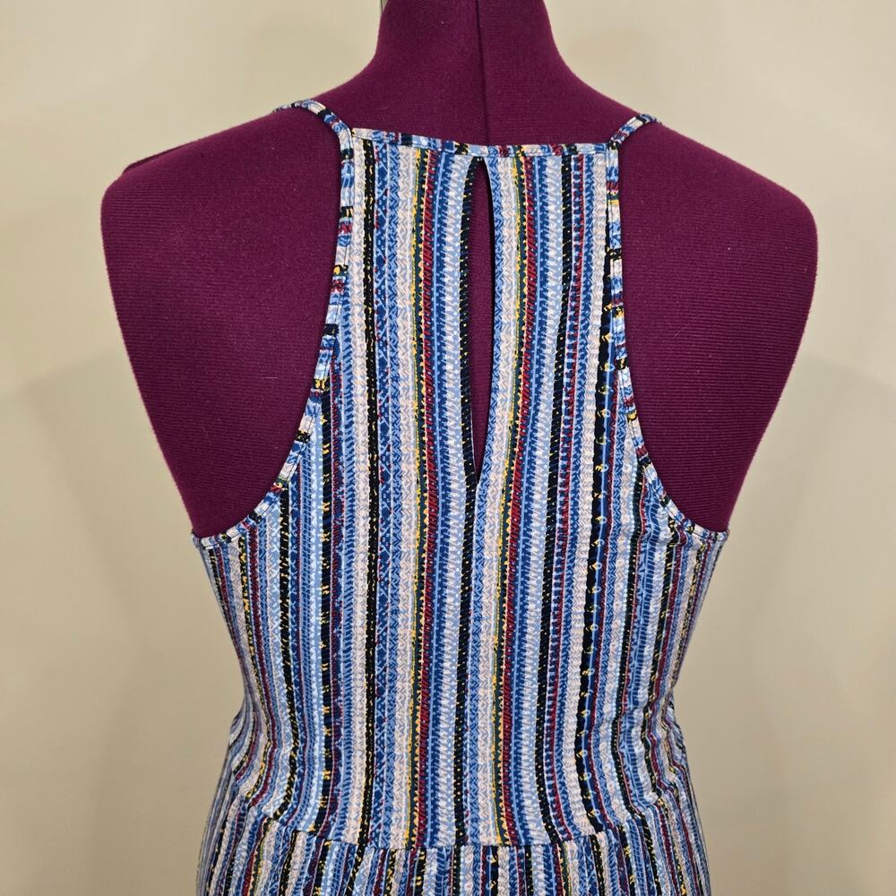 Women's BCBGeneration Blue Striped V-Neck Midi Length Hi Low Dress | Size Medium - Picture 9 of 12